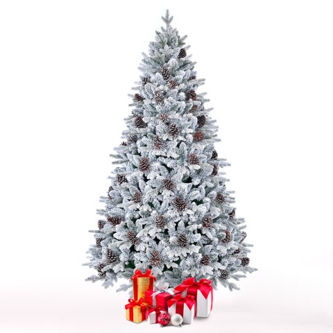Künstlicher geschmückter und verschneiter 240cm Weihnachtsbaum mit Tannenzapfen Uppsala Aktion