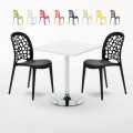Weiß Quadratisch Tisch und 2 Stühle Farbiges Polypropylen-Innenmastenset Wedding Cocktail Aktion