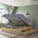 Bett Doppelbett Polsterbett hochklappbar 160x200 cm mit Bettkasten Design Steyr King Kauf