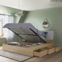 Bett Doppelbett Polsterbett hochklappbar 160x200 cm mit Bettkasten Design Steyr King 
