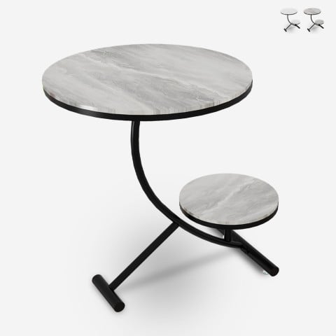 Table basse design métal et marbre 2 plateaux 50x50cm Marpes XL Promotion