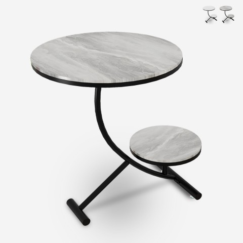Tavolino da salotto design rotondo marmo 2 ripiani 50x50cm Marpes XL Promozione