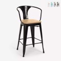 Sgabello bar industriale schienale top legno h68cm Steel Wood Back Light Saldi