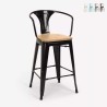 Sgabello bar industriale schienale top legno h68cm Steel Wood Back Light Saldi