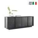 Credenza madia design moderno 4 ante effetto marmo 180x43x79cm Athens Sconti