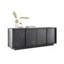 Credenza madia design moderno 4 ante effetto marmo 180x43x79cm Athens Stock