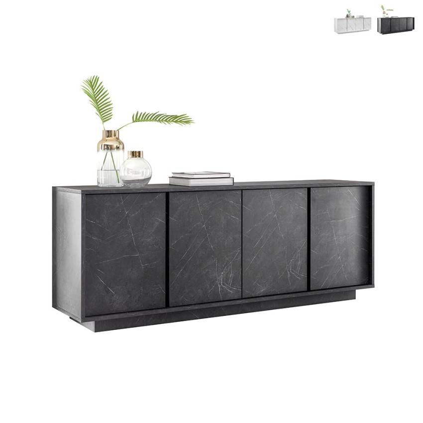 Credenza madia design moderno 4 ante effetto marmo 180x43x79cm Athens Promozione Credenza madia design moderno 4 ante effetto marmo 180x43x79cm Athens Promozione