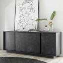 Credenza madia design moderno 4 ante effetto marmo 180x43x79cm Athens Offerta