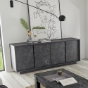 Credenza madia design moderno 4 ante effetto marmo 180x43x79cm Athens Prezzo