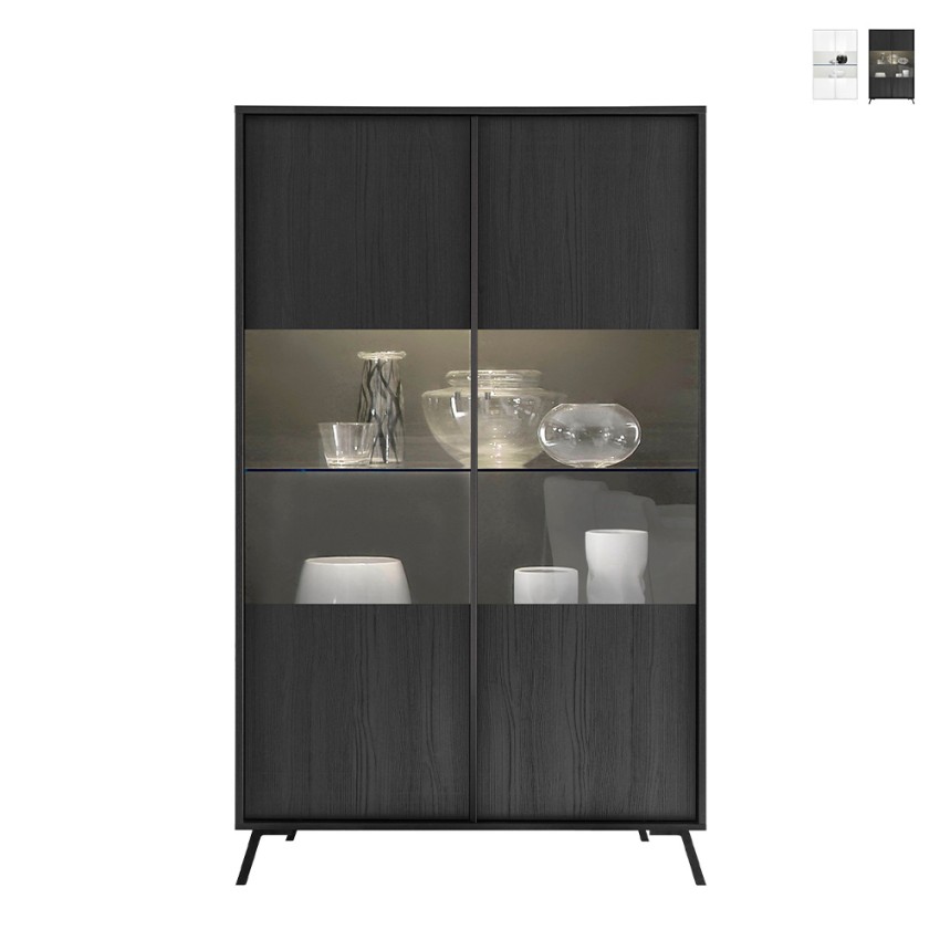 Moderne Design-Vitrine für Wohnzimmer, 2 Glastüren, Modell Bellac Aktion Moderne Design-Vitrine für Wohnzimmer, 2 Glastüren, Modell Bellac Aktion