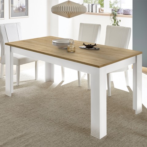 Tisch 180x90cm Küche Esszimmer Weiß Hochglanz Eiche Bellerose Aktion