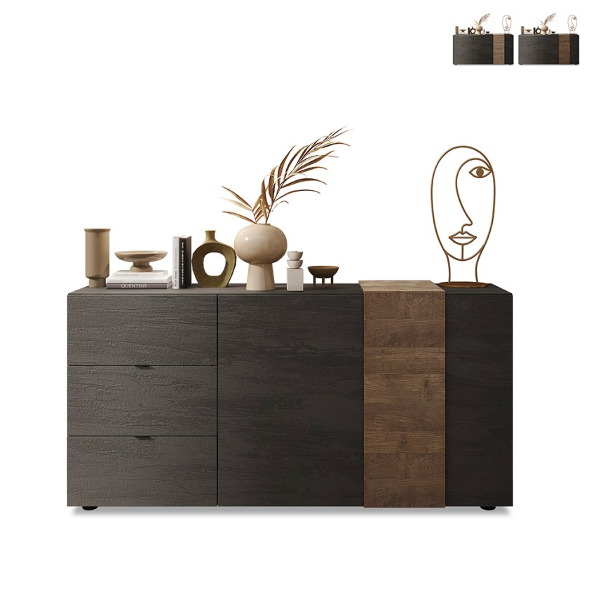 Buffet de salon moderne 3 tiroirs 2 portes 181x44x86cm Maurice Vente Buffet de salon moderne 3 tiroirs 2 portes 181x44x86cm Maurice Vente