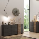 Buffet de salon moderne 3 tiroirs 2 portes 181x44x86cm Maurice 
