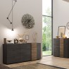 Buffet de salon moderne 3 tiroirs 2 portes 181x44x86cm Maurice 
