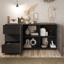 Buffet de salon moderne 3 tiroirs 2 portes 181x44x86cm Maurice 