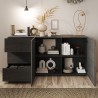 Buffet de salon moderne 3 tiroirs 2 portes 181x44x86cm Maurice 