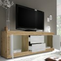 Mobiler TV-Ständer 210cm aus Holz mit 2 Türen und 2 Schubladen in Weiß Visio WB Modell