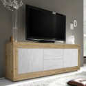 Mobiler TV-Ständer 210cm aus Holz mit 2 Türen und 2 Schubladen in Weiß Visio WB Sales