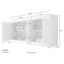 Küchenschrank Sideboard aus Holz 160x42cm 3 Türen weiß Modis WB Basic Lagerbestand