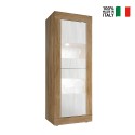 Wohnzimmer-Vitrine Holz Weiß mit 2 Glastüren Nina WB Basic Sales