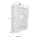 Credenza 4 Türen Weiß Hochschrank Sideboard Küche Holz Novia WB Basic Modell