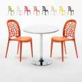 Weiß Rund Tisch und 2 Stühle Farbiges Polypropylen-Innenmastenset Wedding Long Island Aktion