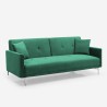 Canapé convertible 3 places design clic clac en tissu velours Villolus 