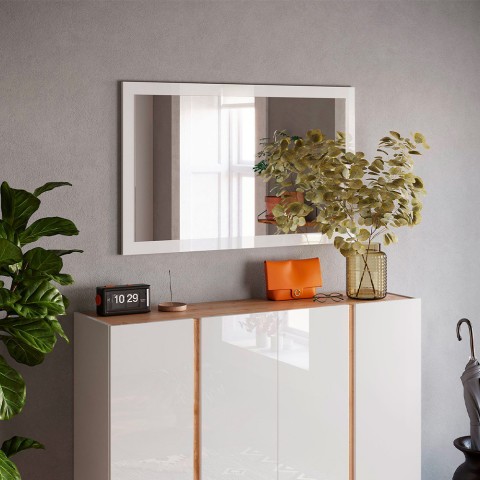 Specchio moderno 110x60cm parete ingresso cornice bianco lucido Nadine Promozione