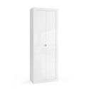 Armoire à 2 portes meuble de salle de bain polyvalent blanc brillant 70x35x188cm Jude Offre