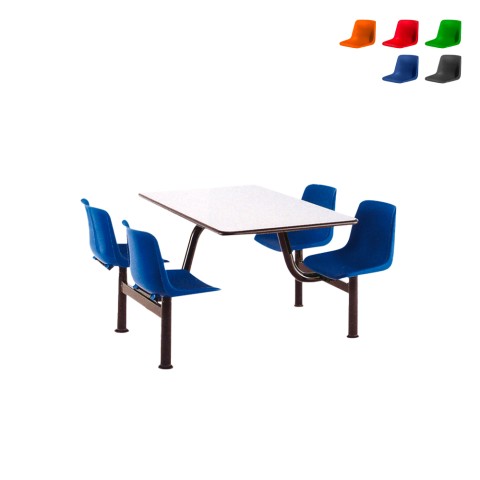Tavolo monoblocco 4 sedie mensa azienda ufficio scuola Four Promozione