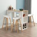 Set tavolo alto 120x60 bianco legno 4 sgabelli h75 bar cucina Lyman Vendita