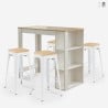 set hoher tisch 120x60cm 4 hocker küche  bar weiß holz galles Verkauf
