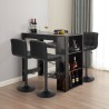 Set hoher Tisch 120x60cm schwarz 4 drehbare Hocker mit Rückenlehne Bar Küche Beaver Verkauf