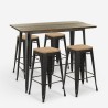 set 4 sgabelli bar industriale tavolo 120x60 nero vintage fordville Catalogo