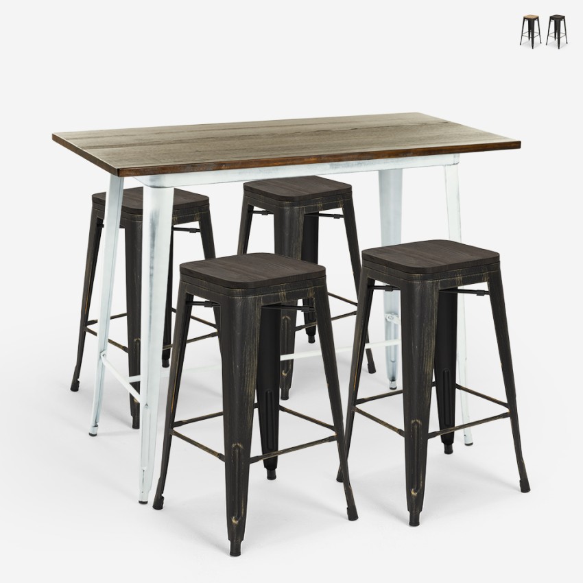 set tisch 120x60 weiß 4 vintage hockern bar swanton Verkauf set tisch 120x60 weiß 4 vintage hockern bar swanton Verkauf
