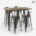 set 4 sgabelli bar schienale tavolo 120x60 vintage nero blackduck Promozione