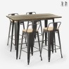 set  tisch 120x60 4 hocker mit rückenlehne vintage schwarz bar blackduck Verkauf