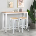 table haute industrielle + 2 tabourets de bar bois blanc trenton Vente