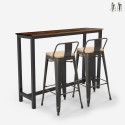 set 2 sgabelli bar schienale tavolo alto 140x40 industriale ludlow Vendita