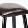 Set hoher Tisch 140x40 schwarz 2 gepolsterte Hocker Kunstleder Bar Küche Spickard Lagerbestand