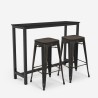 set tavolo alto cucina 2 sgabelli bar legno metallo nero seymour Catalogo