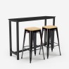 table haute bar cuisine + 2 tabourets style industriel noir knott Promotion