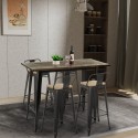 set 4 sgabelli bar schienale tavolo cucina alto nero 120x60 wahoo Saldi