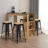 table haute en bois 120x60cm + 4 tabourets de bar noir syracuse Vente