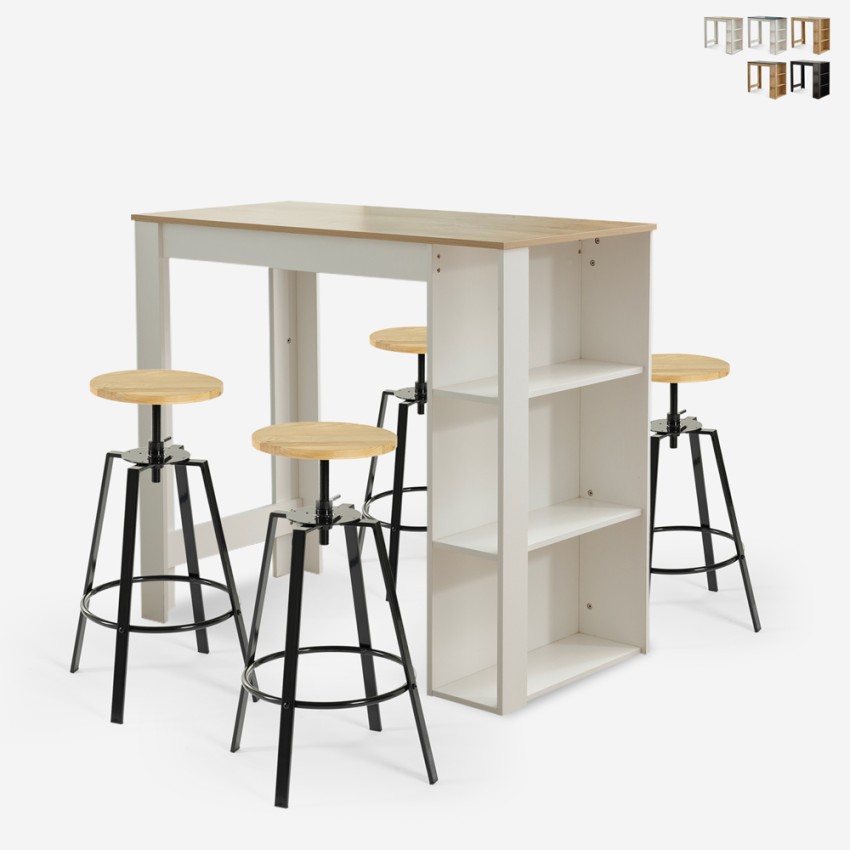Set hoher Tisch 120x60cm und 4 drehbare verstellbare Hocker Redmond Verkauf Set hoher Tisch 120x60cm und 4 drehbare verstellbare Hocker Redmond Verkauf
