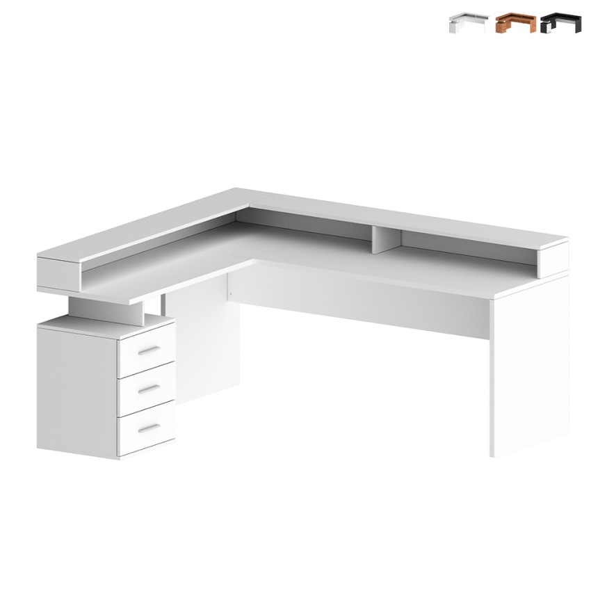 Bureau d'angle avec 3 tiroirs et plateau surélevé New Selina A-S Plus Promotion Bureau d'angle avec 3 tiroirs et plateau surélevé New Selina A-S Plus Promotion