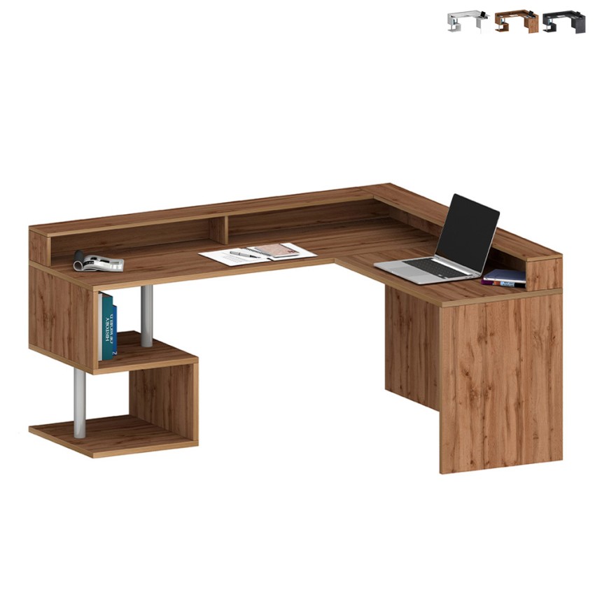 Bureau d'angle moderne pour maison et bureau avec rehausse Esse 2 A Plus Vente Bureau d'angle moderne pour maison et bureau avec rehausse Esse 2 A Plus Vente