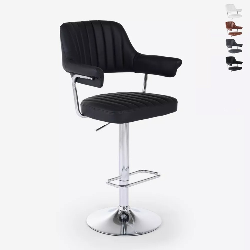 Sgabello bar cucina similpelle braccioli regolabile base cromata Tampa Offerta Sgabello bar cucina similpelle braccioli regolabile base cromata Tampa Offerta