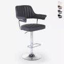 Sgabello bar cucina similpelle braccioli regolabile base cromata Tampa Vendita