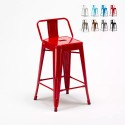 Tabouret de bar cuisine industriel en acier avec dossier h61cm Steel Top Promotion